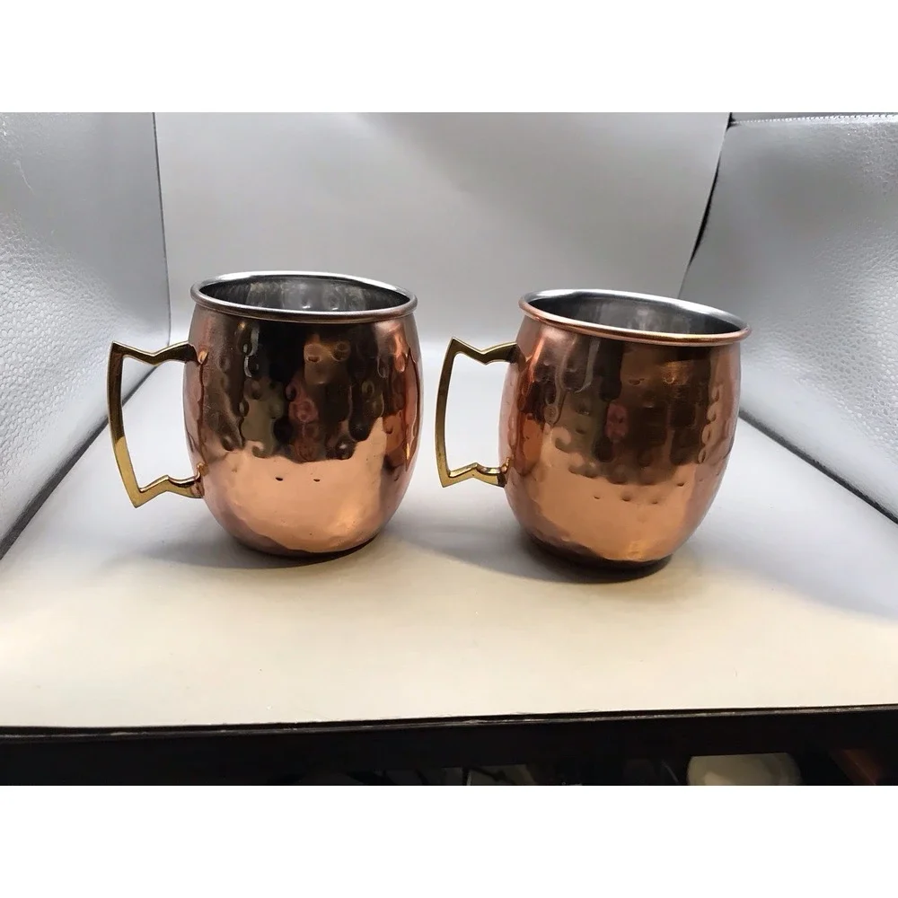 Pair of Pier 1 Moscow‎ Mule Mugs Hammered Copper Stainless steel